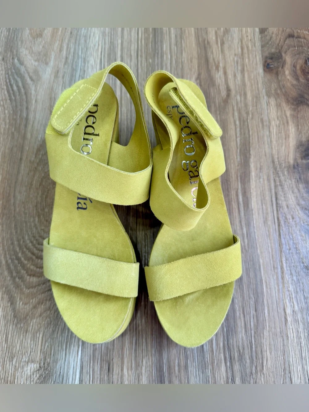 Pedro García Lime Green Suede Platform Wedge Sandals EU 37